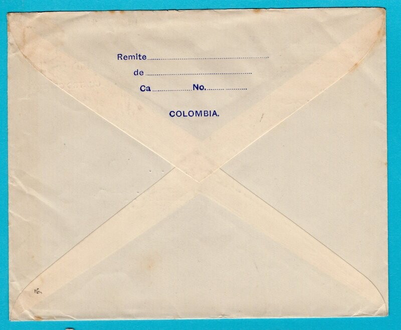 COLOMBIA postal envelope 1928 Bogota to Switzerland