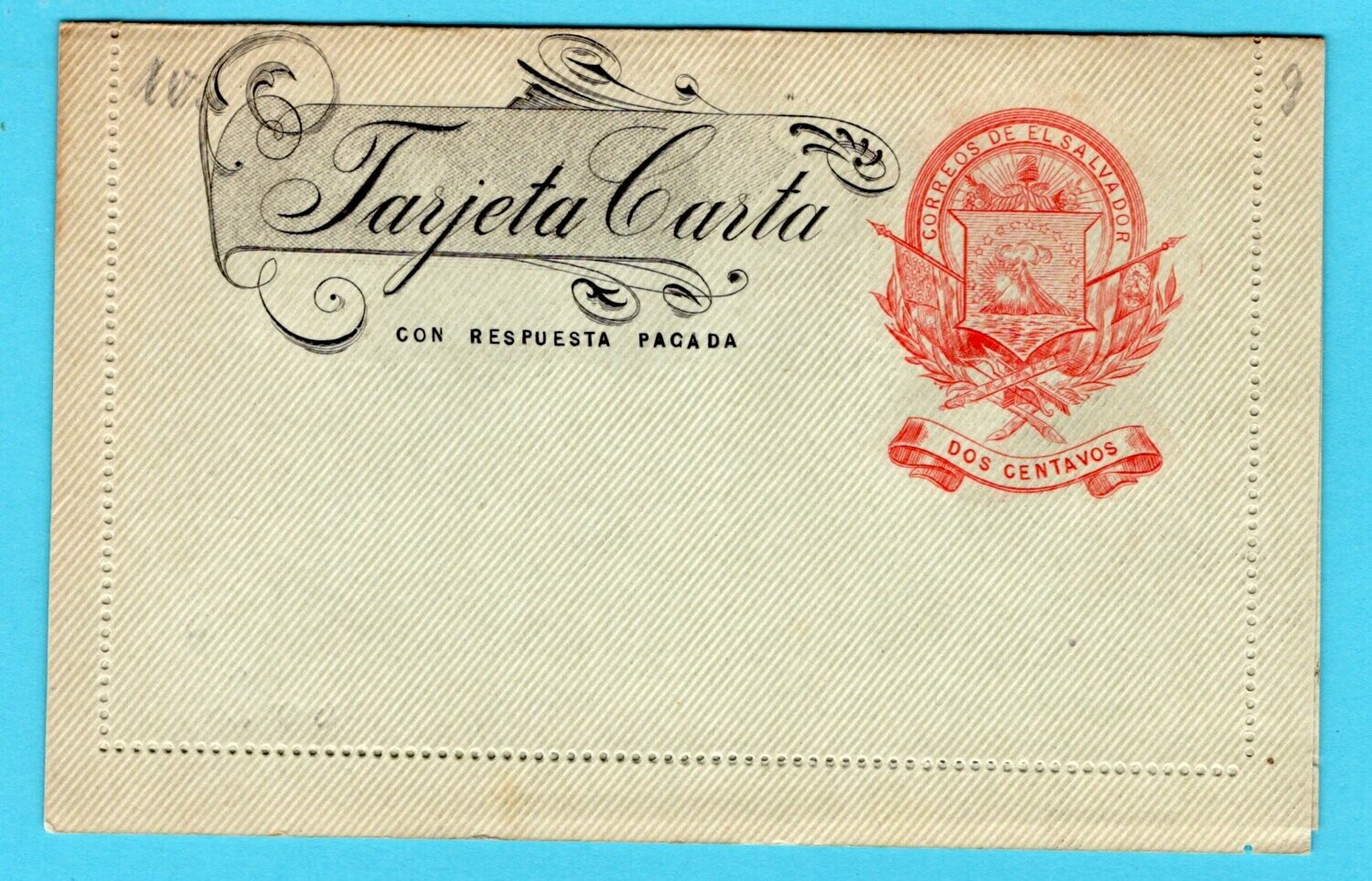 EL SALVADOR letter sheet with paid reply mint **