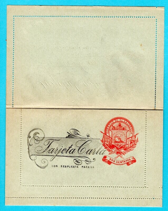 EL SALVADOR letter sheet with paid reply mint **