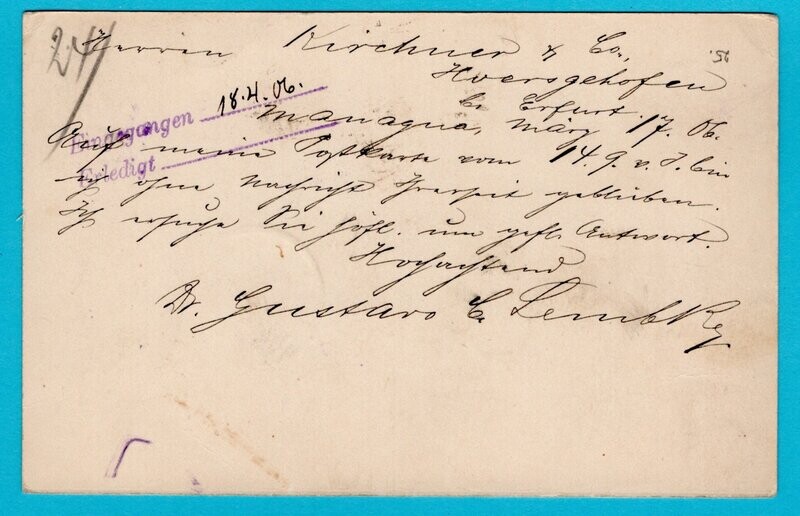 NICARAGUA uprated postal card 1906 Managua to Germany