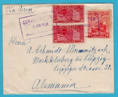 NICARAGUA air cover 1938 Managua to Germany