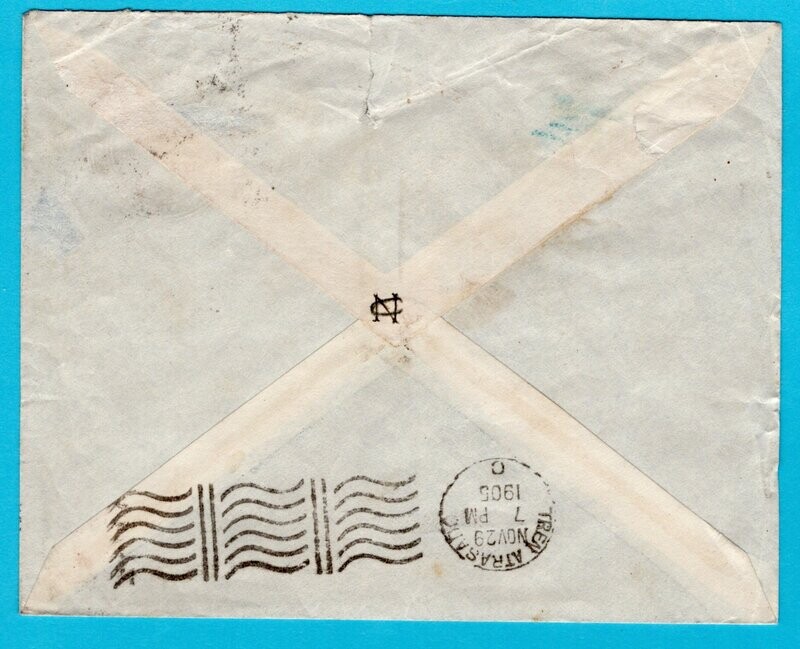 ARGENTINA postal envelope 1905 San Juan - tren atrasado