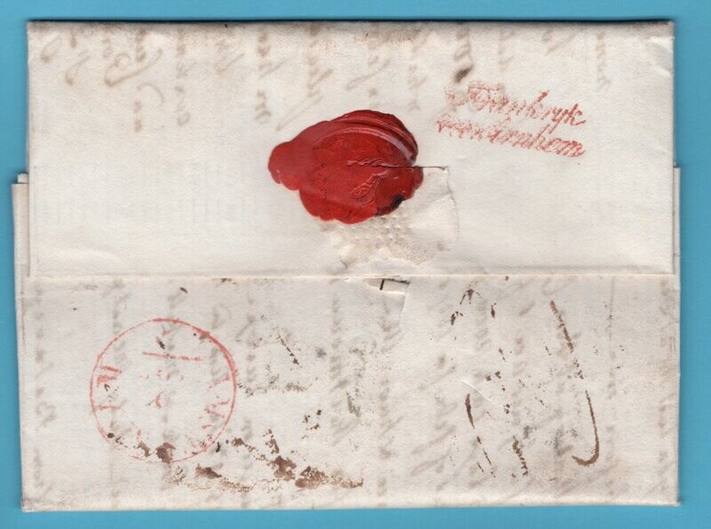 USA scheepsbericht 1832 New York met "Frankrijk over Arnhem"