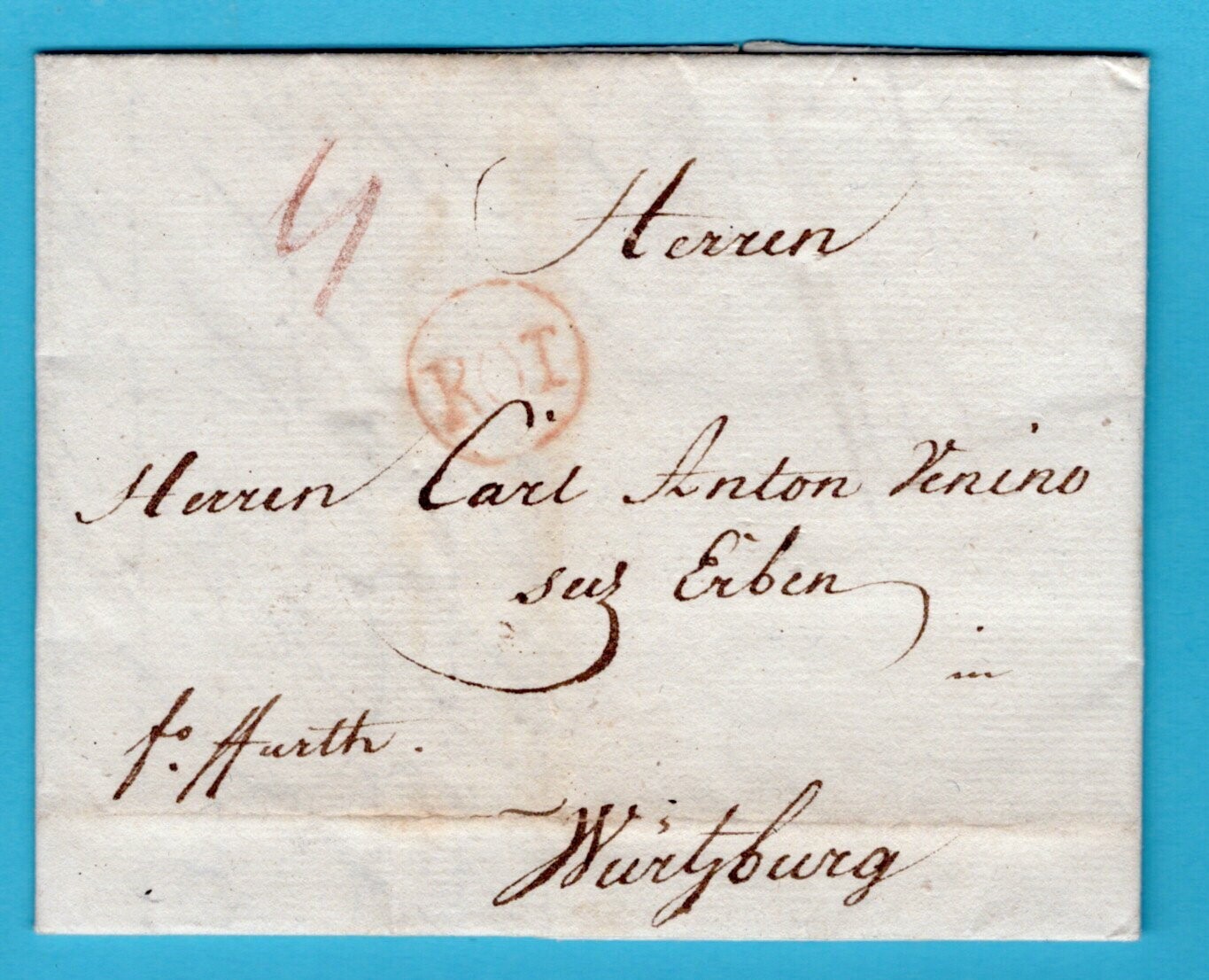 NEDERLAND brief 1780 Rotterdam naar Würtzburg Duitsland