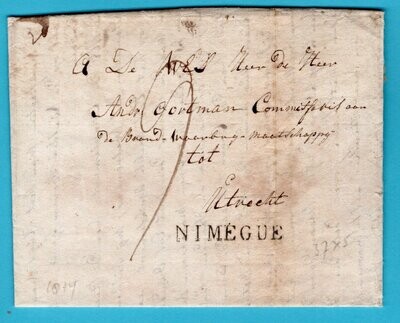 NEDERLAND brief 1814 Ubbergen met Nimegue naar Utrecht
