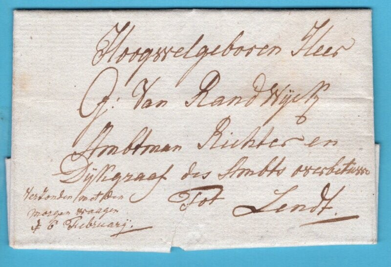 NEDERLAND pastorale brief 1811 Driel met &quot;morgen waagen&quot; tot Lendt