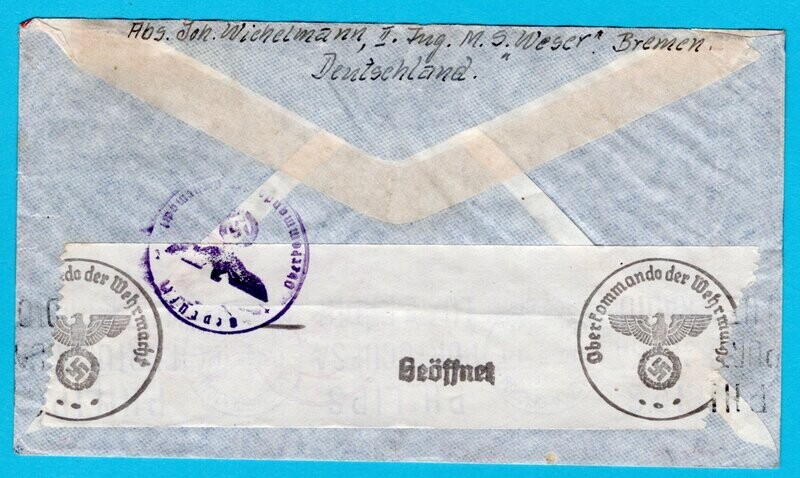COSTA RICA air cover 1940 Punta Arenas to Germany