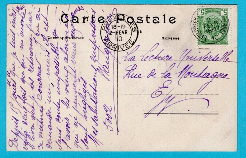 BELGIUM zeppelin card Zodiac 1910 Etterbeek to Brussels
