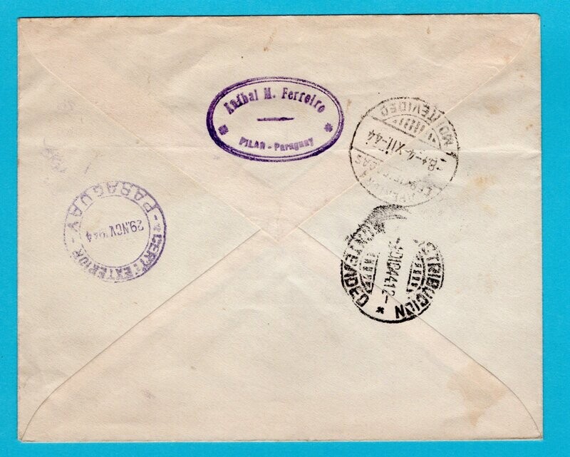 PARAGUAY FDC first railway 1944 Asuncion to Uruguay