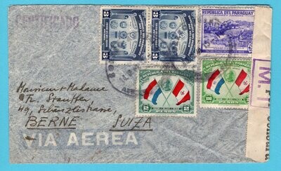 PARAGUAY R LATI air cover 1940 Asuncion to Switzerland
