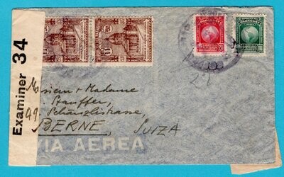 PARAGUAY R censor cover 1941 Asuncion to Switzerland