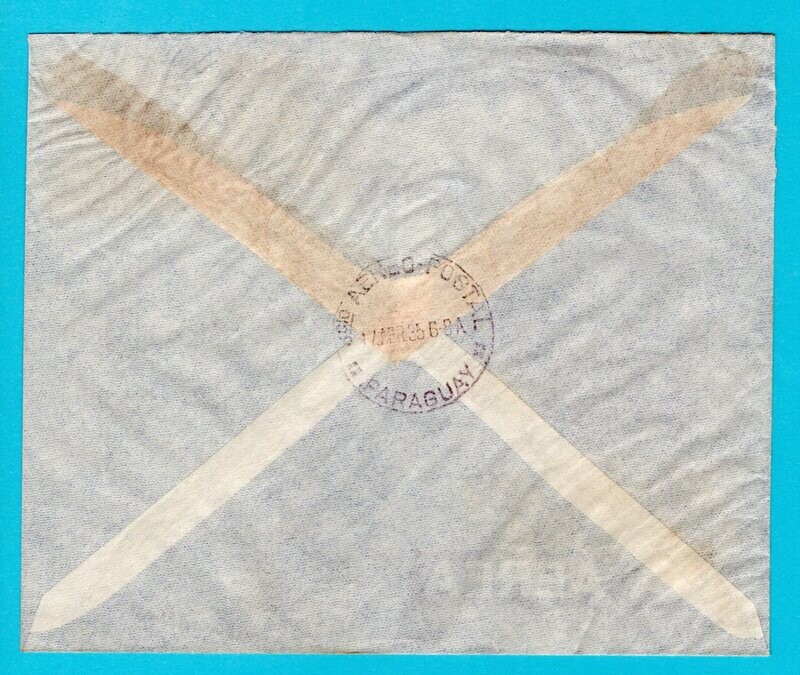 NEDERLAND R luchtpost brief 1935 Amsterdam naar Paraguay