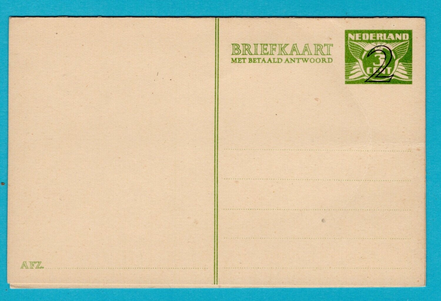 NEDERLAND briefkaart 1937 met betaald antwoord G245 **