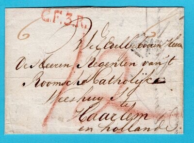 FRANKRIJK brief 1809 Parijs met C.F.3.R grensstempel naar Haarlem