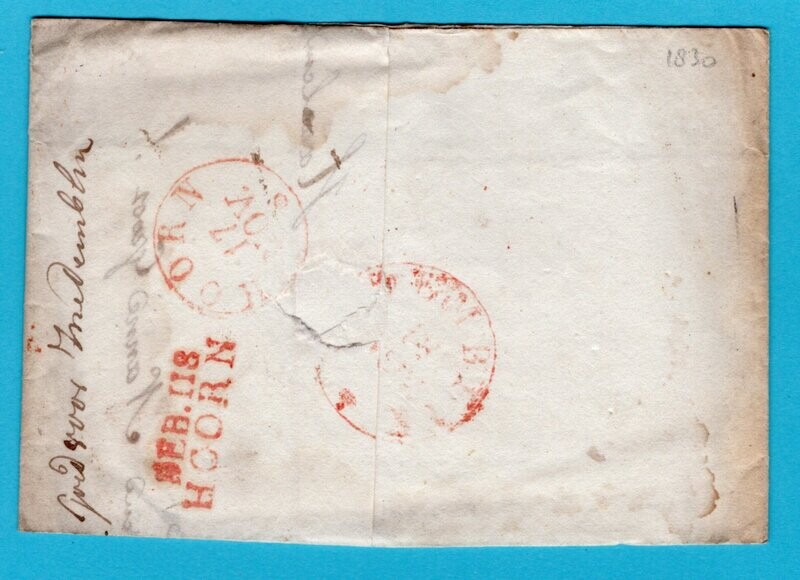 NEDERLAND brief 1830 Haarlem met "DEB.118/HOORN" naar Andijk