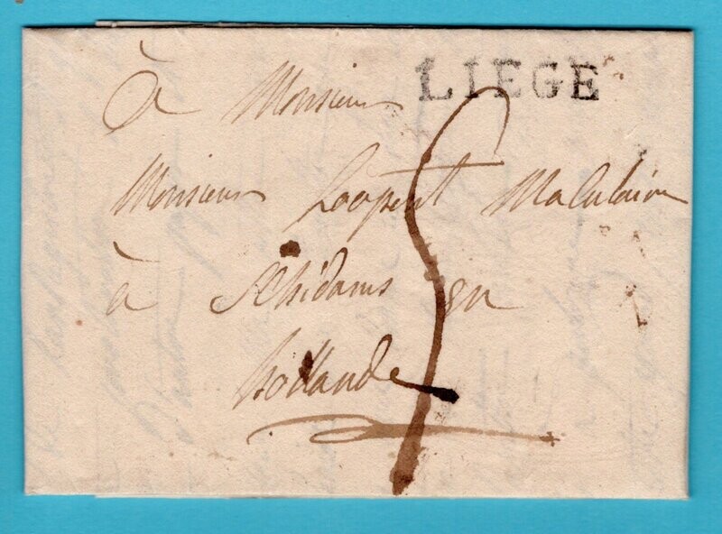 NEDERLAND brief 1816 met "DEB.119/Rotterdam" van Liege - Schiedam
