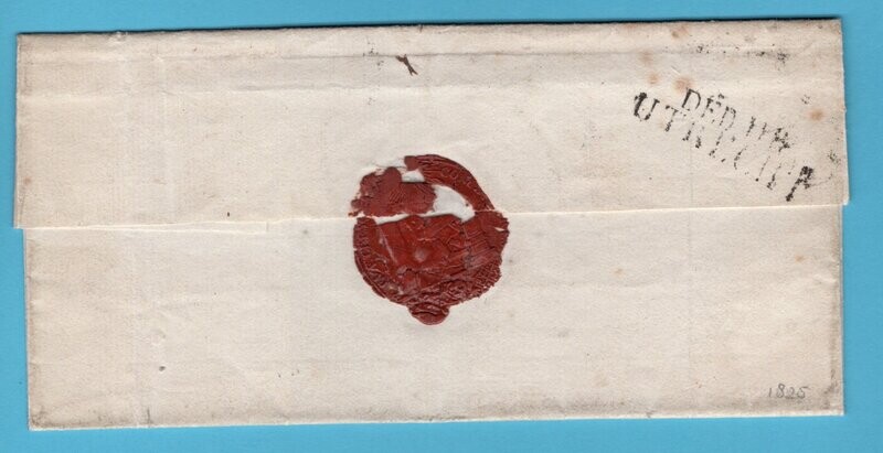 NEDERLAND omslag 1825 Sneek met "DEB.118/Utrecht" vrijmetselarij