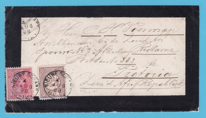 NEDERLAND rouwbrief 1898 Nieuwe Schans naar Zuid Afrika