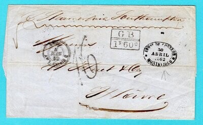 URUGUAY cover sheet 1862 Montevideo to France