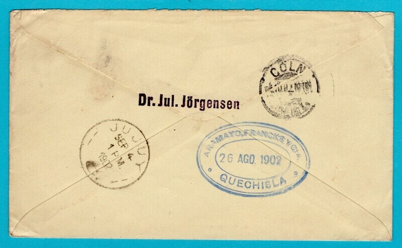 BOLIVIA postal envelope 1902 Tupiza to Germany