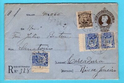 BRAZIL insured letter 1918 Atalaia to Cascadura