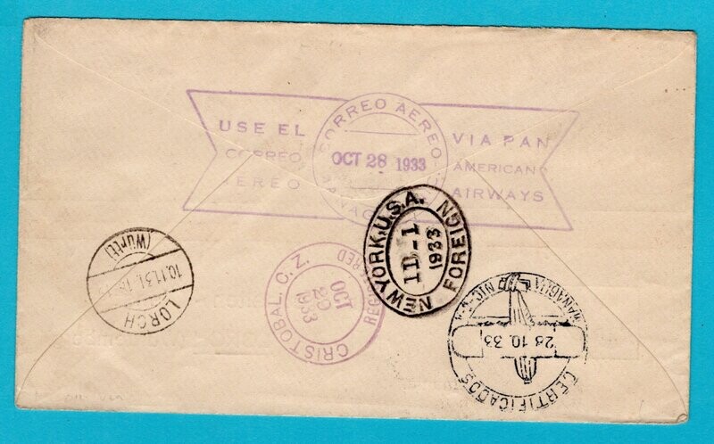 NICARAGUA R FDC airmail cover 1933 Managua to Germany
