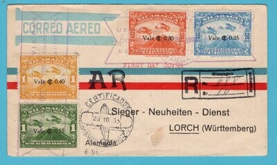 NICARAGUA R FDC airmail cover 1933 Managua to Germany