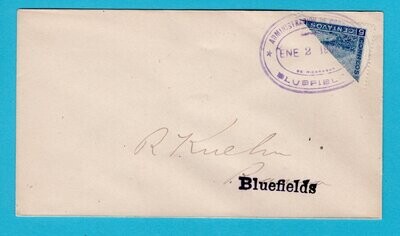NICARAGUA cover 1903 Bluefields with bisect to Rama