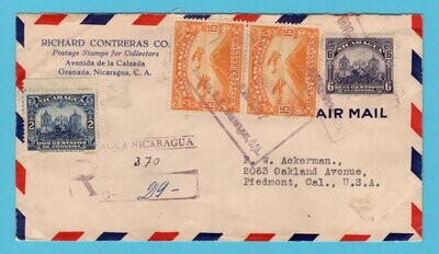 NICARAGUA R air cover 1937 Managua to USA