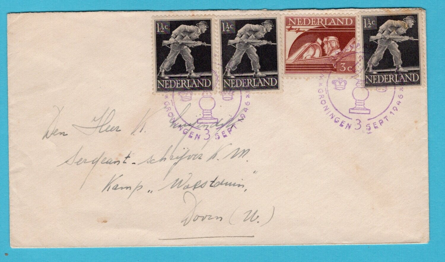 NEDERLAND brief 1946 Schaaktournooi Groningen