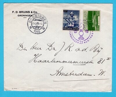 NEDERLAND brief 1946 Groningen Schaak tournooi