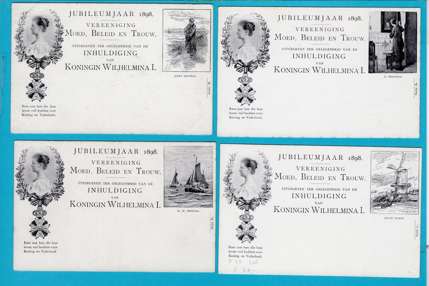NEDERLAND inhuldiging Wilhelmina 1898 set van 4 **