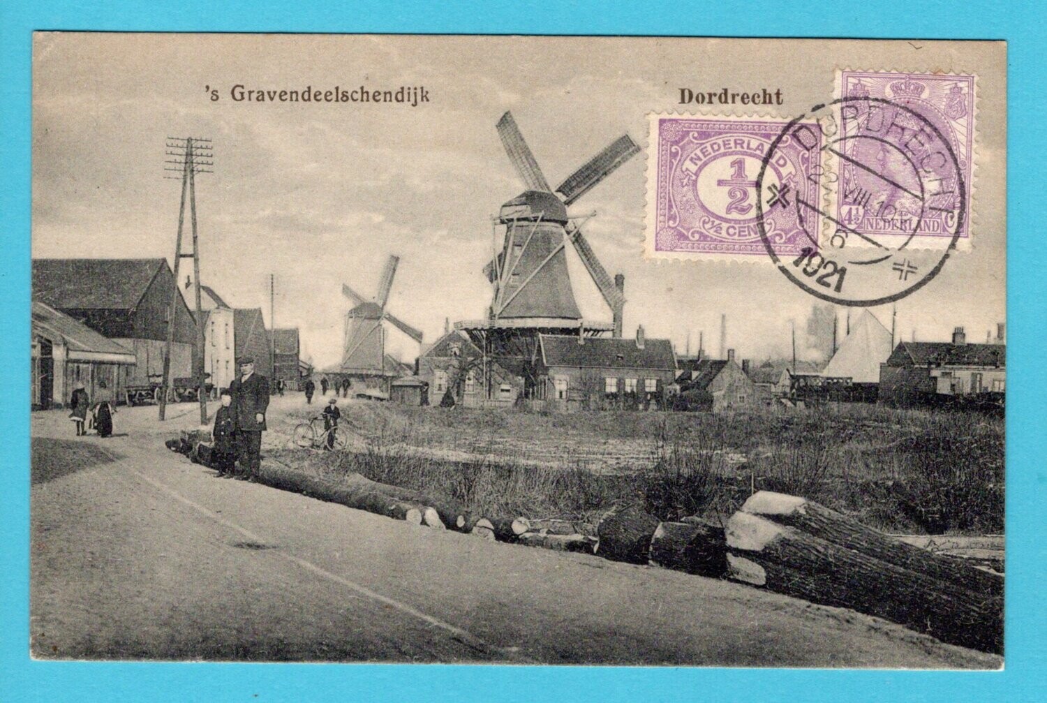 NEDERLAND prentbriefkaart 1921 Dordrecht naar Zwitserland