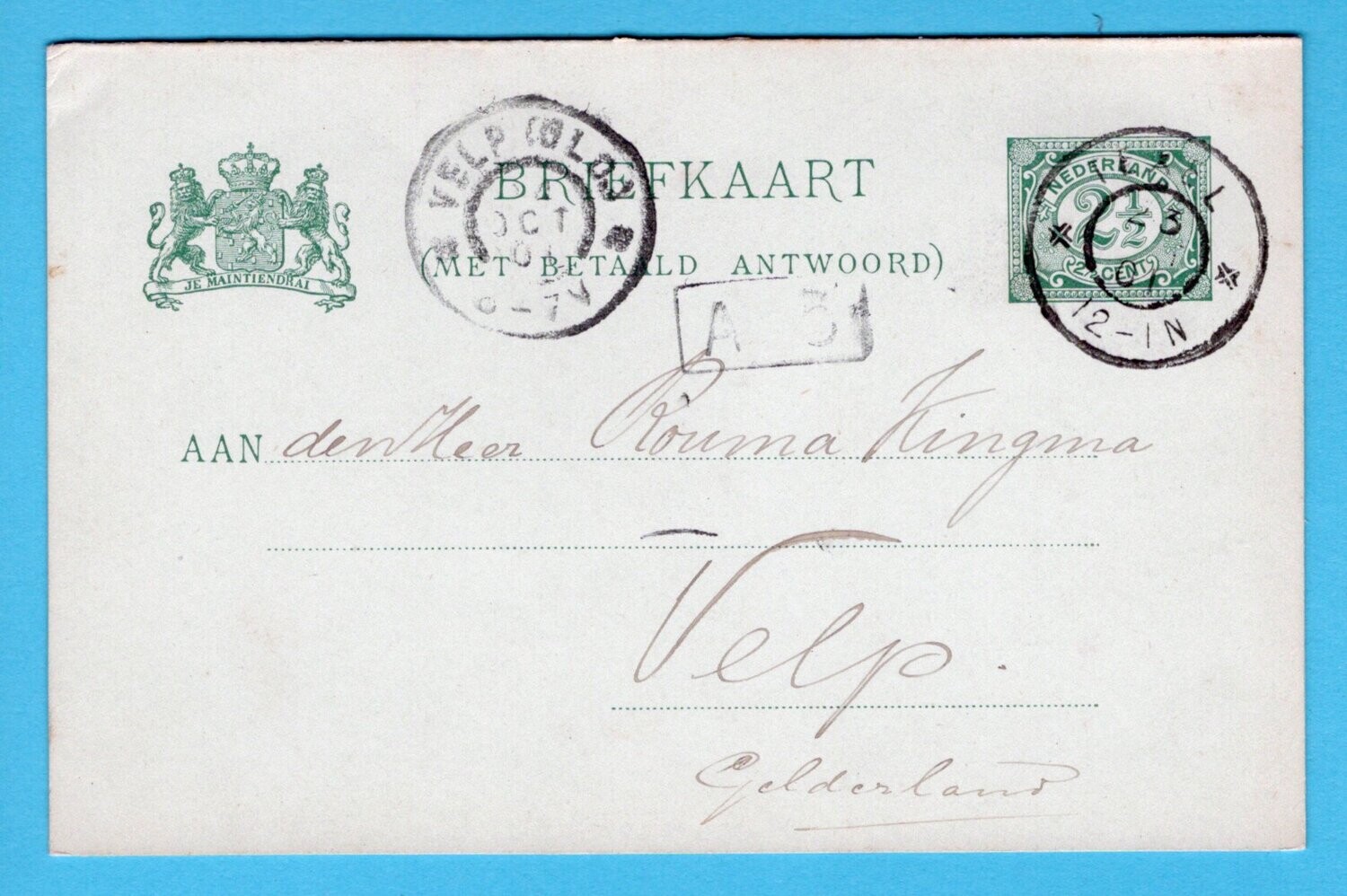 NEDERLAND briefkaart met antwoord 1901 Texel