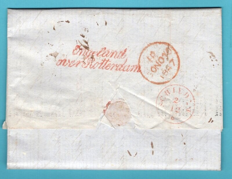 USA brief 1847 New York "Engeland/over Rotterdam" naar Schiedam