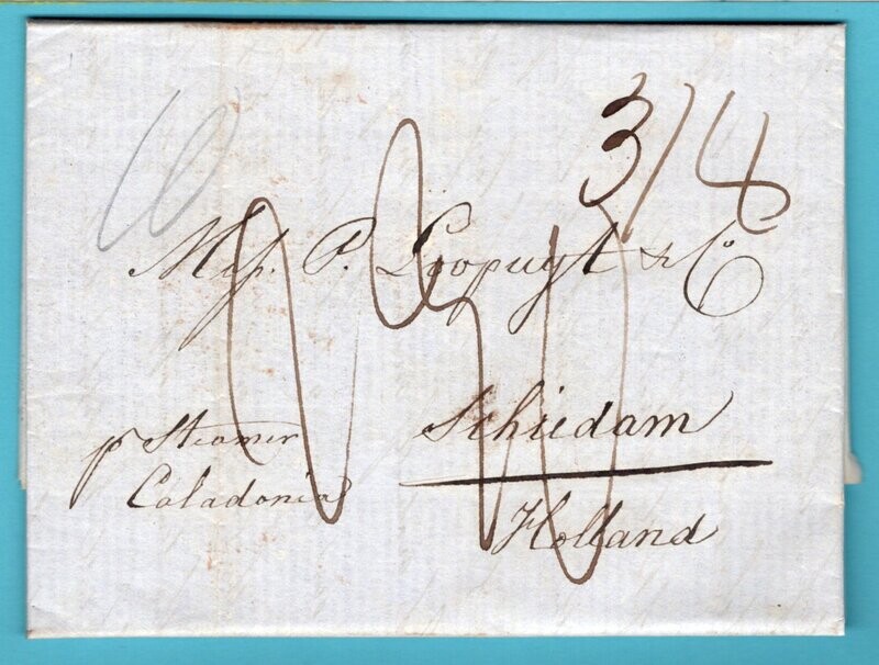 USA brief 1847 New York "Engeland/over Rotterdam" naar Schiedam