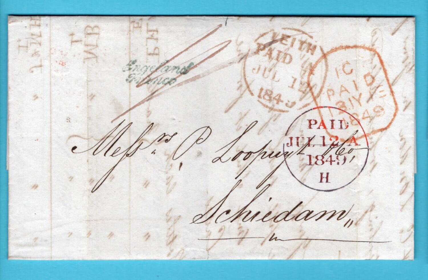 ENGELAND brief 1849 Leith met 