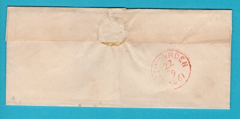 NEDERLAND omslag 1861 Heerenveen "Na Posttijd"
