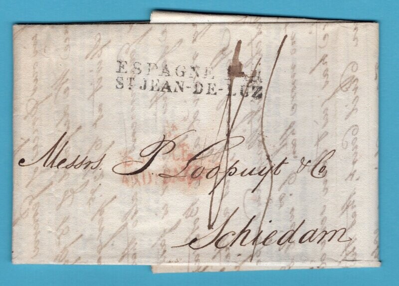 GIBRALTAR prijslijst 1829 S Roque "Espagne par St.Jean-de-Luz"