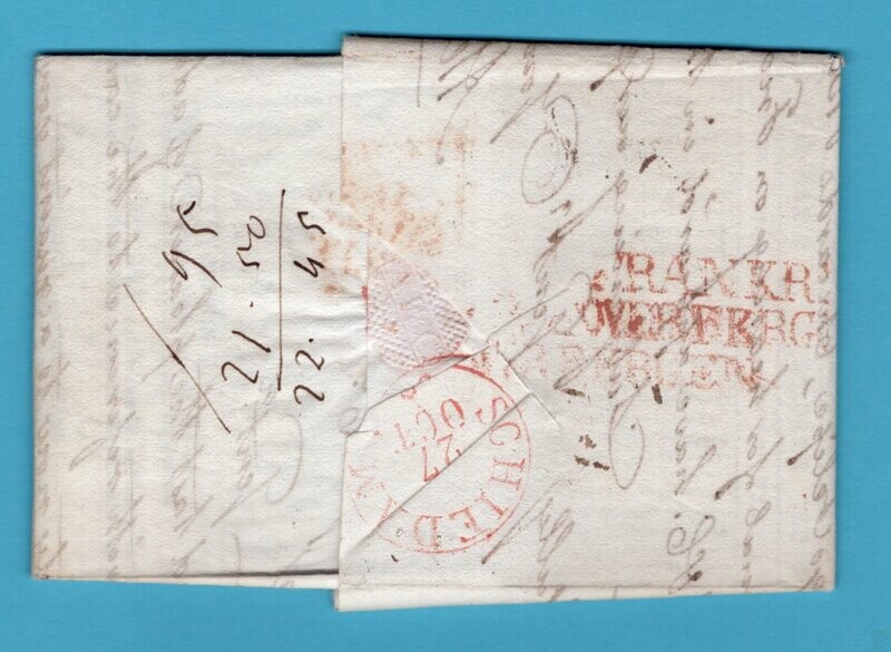 GIBRALTAR prijslijst 1829 S Roque "Espagne par St.Jean-de-Luz"