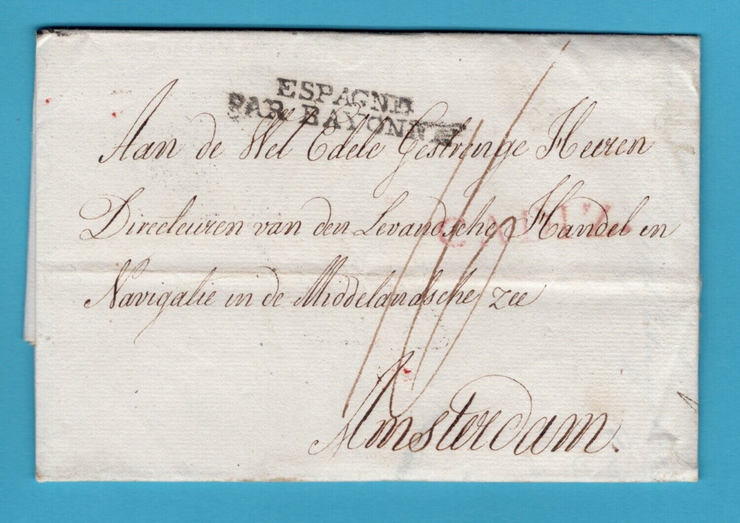 SPANJE consulaire brief 1816 Cadiz "Fransche Corresp:" -Amsterdam