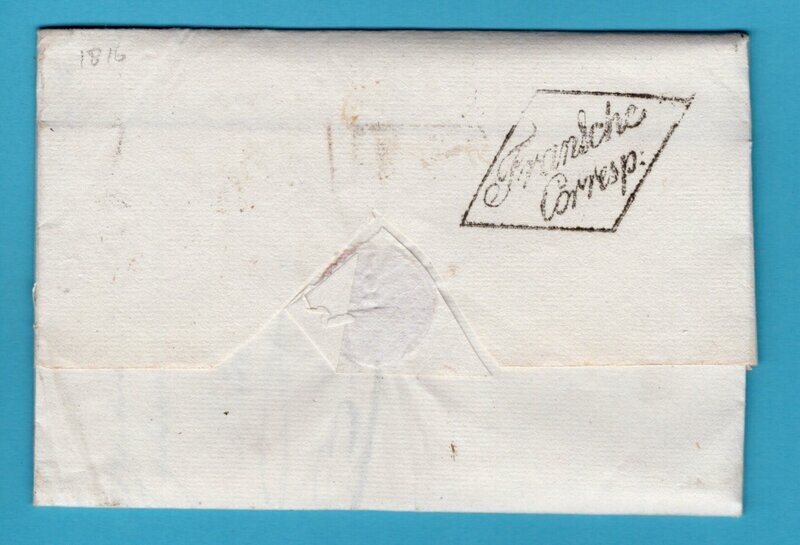 SPANJE consulaire brief 1816 Cadiz "Fransche Corresp:" -Amsterdam