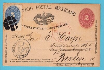 MEXICO postal card 1888 Mazatlan to Germany