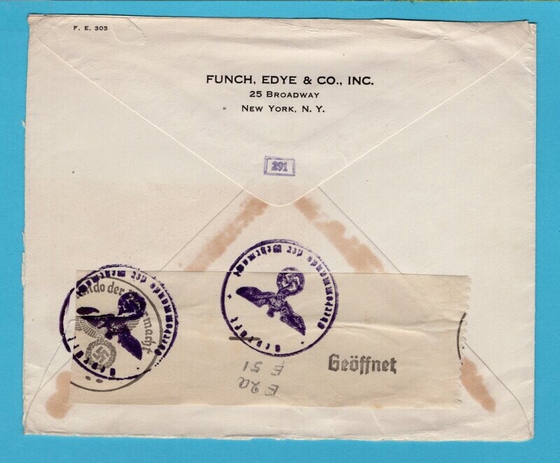 USA brief 13 APR 1940 NY naar Nederland -überroller