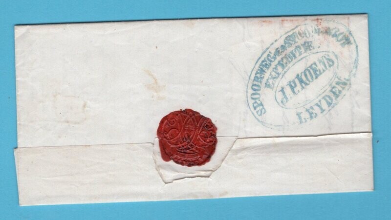 NEDERLAND brief 1849 Leiden per expediteur Koens naar Den Haag