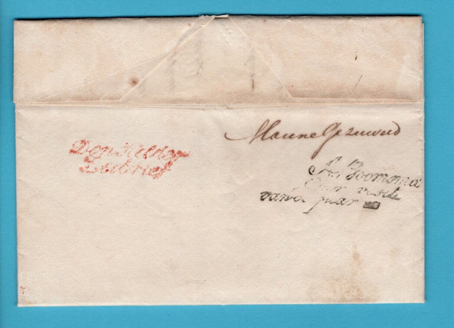 NEDERLAND brief marine gezuiverd 1827 van Cuba naar Den Haag