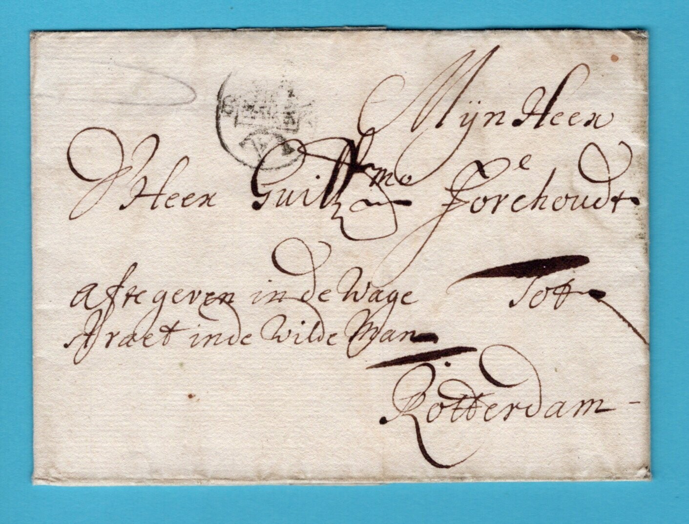 NEDERLAND kasteleinsbrief 1695 Amsterdam 3 stuiver - "In de Wildeman"