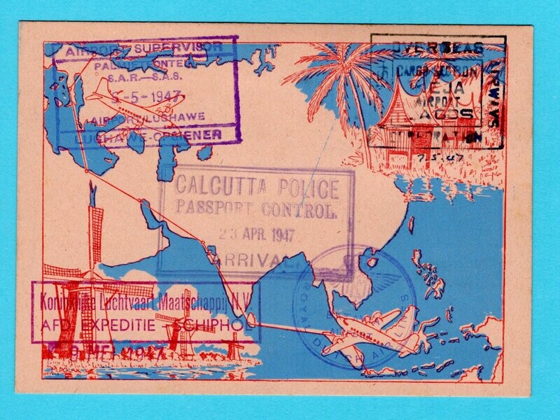 NEDERLAND KLM chartervlucht 1947 Amsterdam - Azië