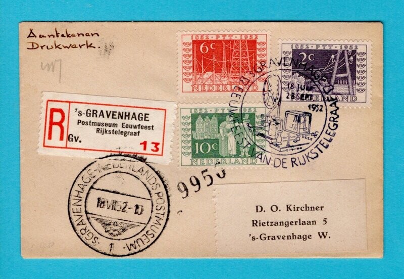 NEDERLAND R drukwerk 1952 Den Haag Postmuseum Rijkstelegraaf NEDERLAND R drukwerk 1952 Den Haag Postmuseum Rijkstelegraaf