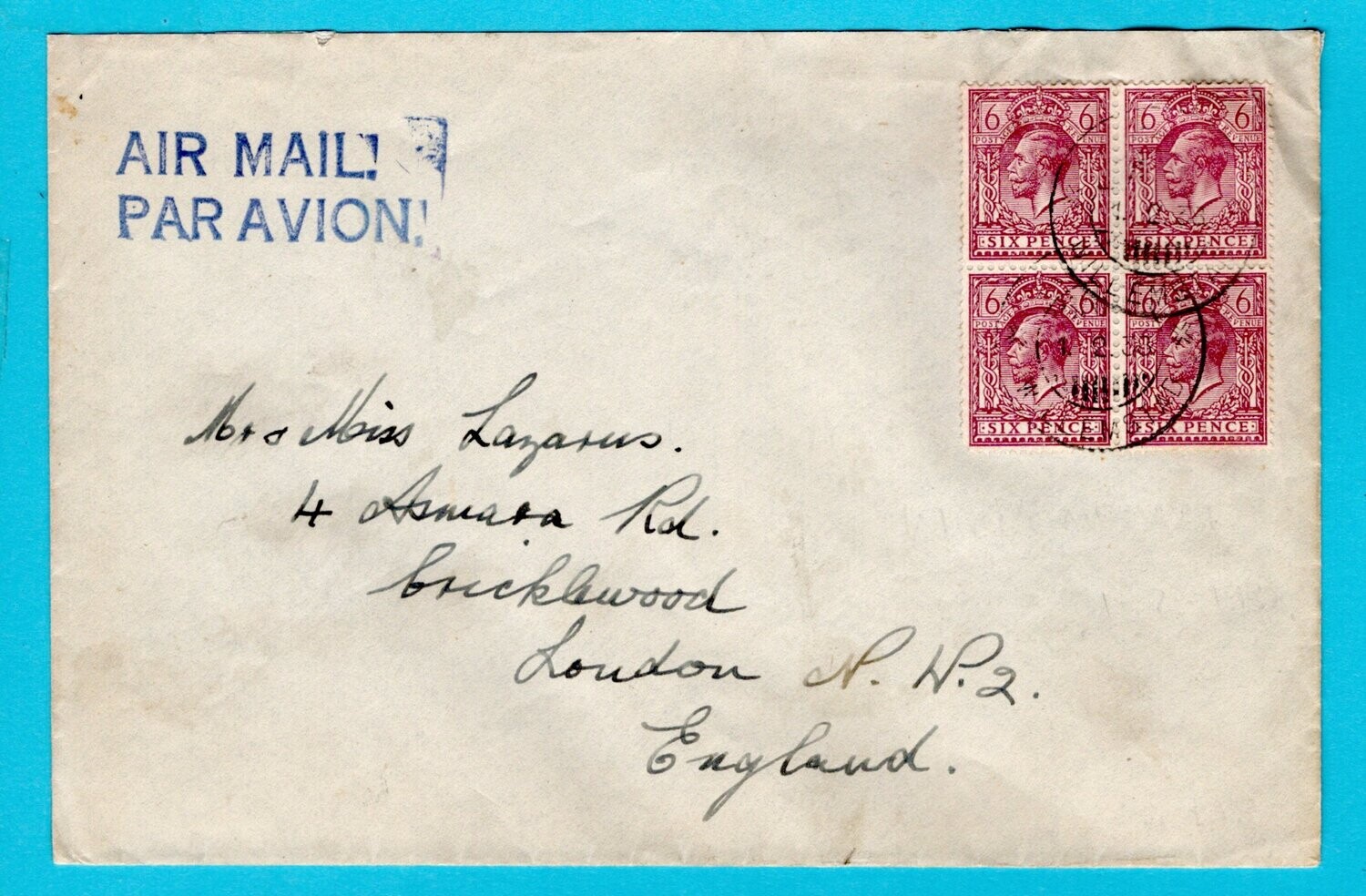 CURAÇAO scheepsbrief Engelse frankering 1938 P&O Willemstad